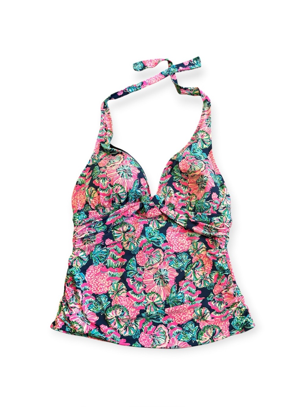Lilly Pulitzer Amren Tankini Top Oyster Bay Navy Shroom With A View Size 14